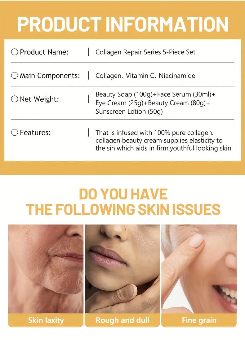Collagen Skin Care Set - 5 Pcs