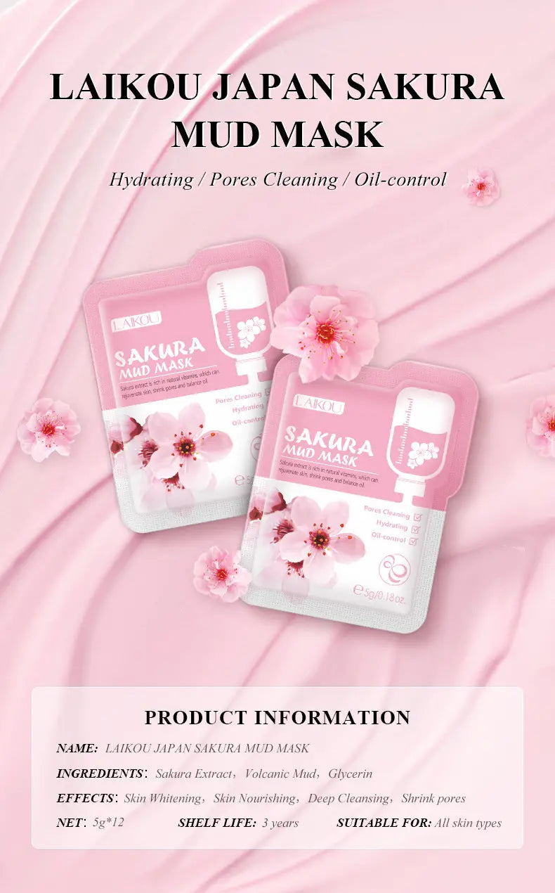 Japan Sakura Mud Mask - 12 Pcs - My Secretss